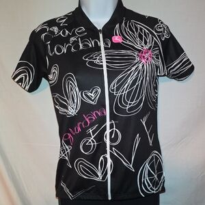 Giordana Women’s Black & White Graphic Cycling Jersey with Pink Accents